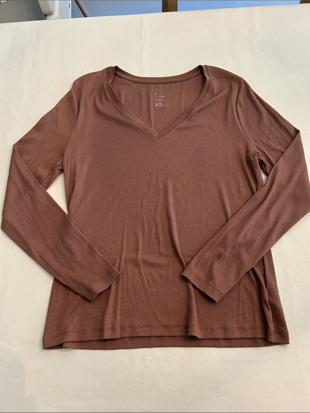 a new day Women's V-Neck Long Sleeve Top - Chestnut Brown